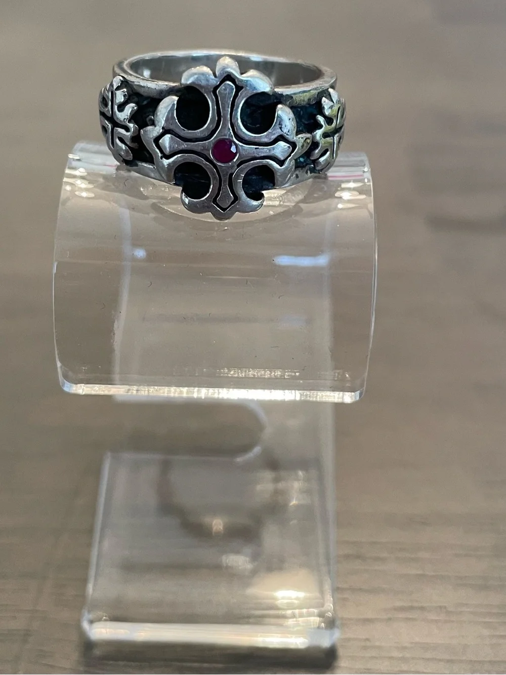 Authentic Royal Order Sterling Silver Ruby Cross Ring Gothic Biker